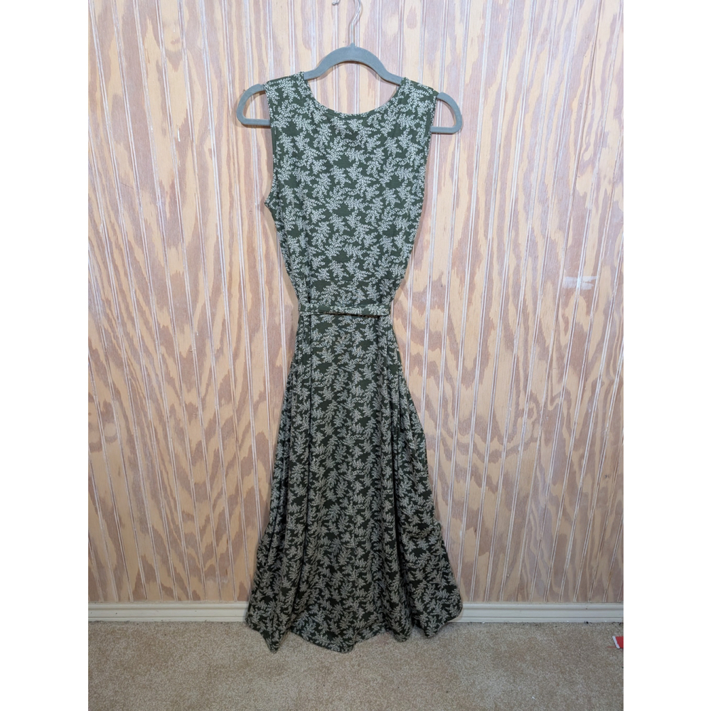 Women's Melynno Green Floral Print Wrap Around Sleeveless Dress Size M - Picture 5 of 8